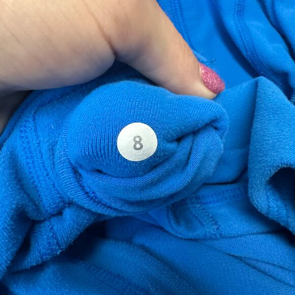 Lululemon Jacket Back Ruffles Blue Half Zip Pullover Size 8 Athletic Thumbholes - Picture 9 of 9